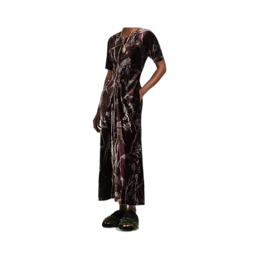 Velvet Floral-Print Dress