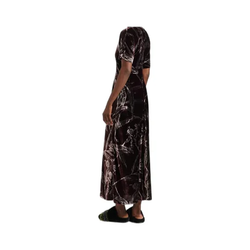 Velvet Floral-Print Dress