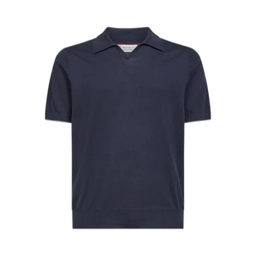 Brunello Cucinelli Short Sleeved Ribbed Polo Shirt