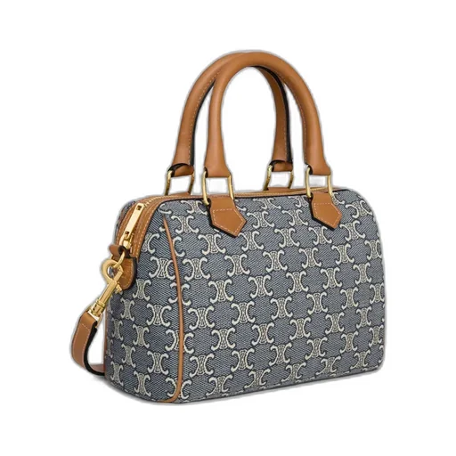 Small Boston In Triomphe Jacquard And Calfskin