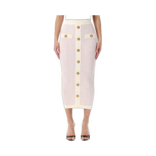 Balmain Buttoned Tweed Skirt