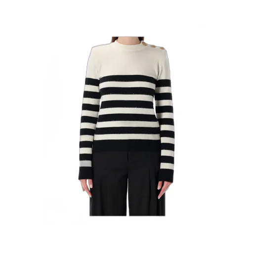 Balmain Striped Buttoned Knit Jumper