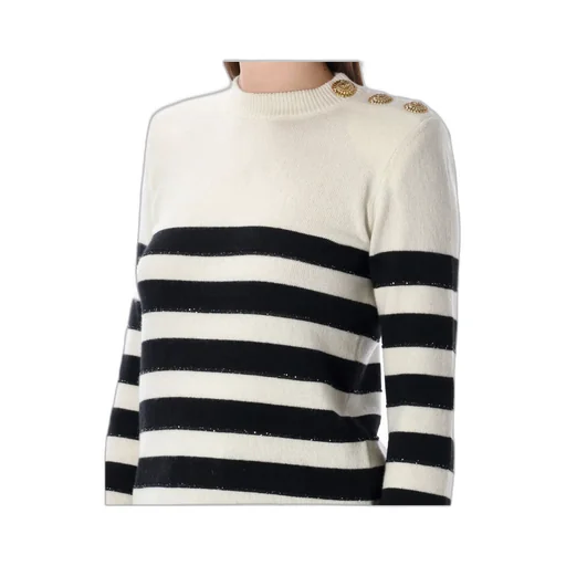 Balmain Striped Buttoned Knit Jumper