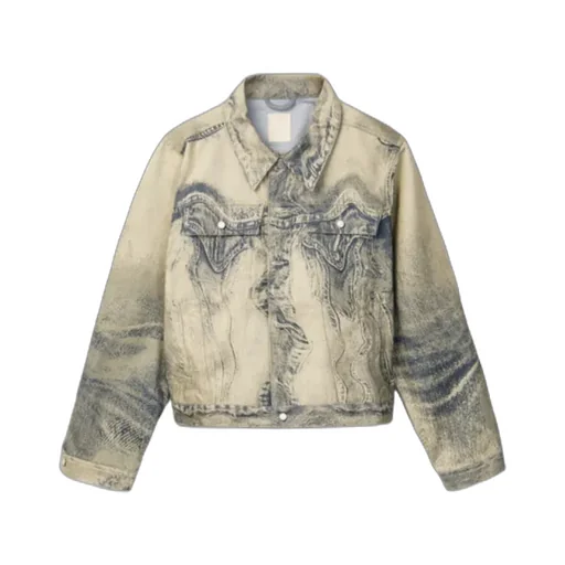Distorted Print Denim Jacket