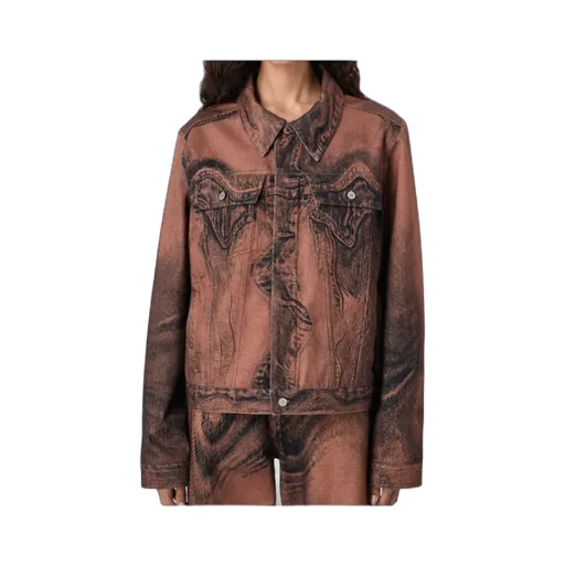 Distorted Print Denim Jacket