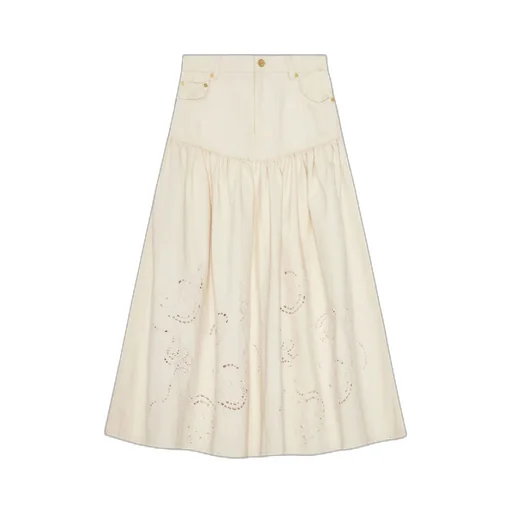 Embroidered Denim Skirt