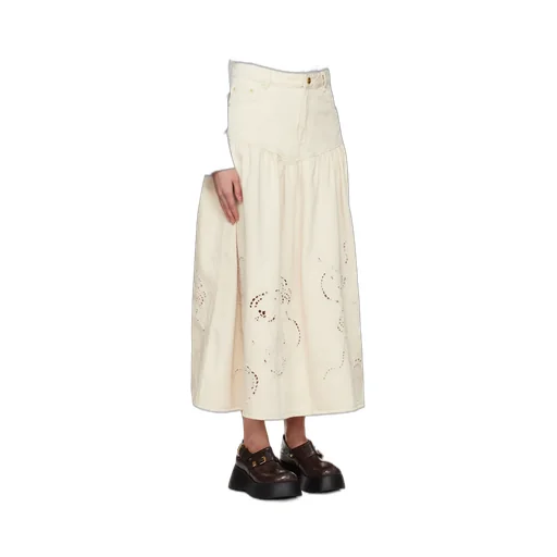 Embroidered Denim Skirt