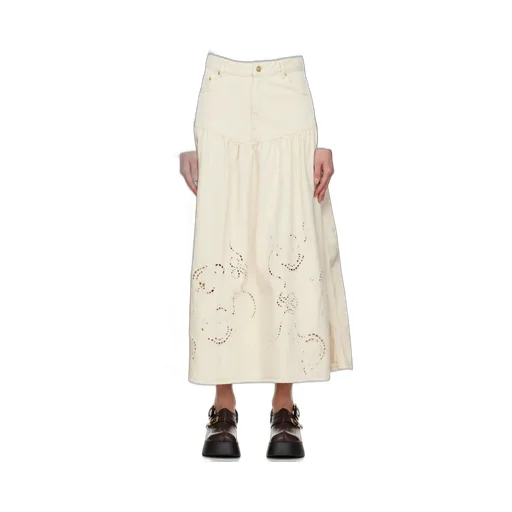 Embroidered Denim Skirt