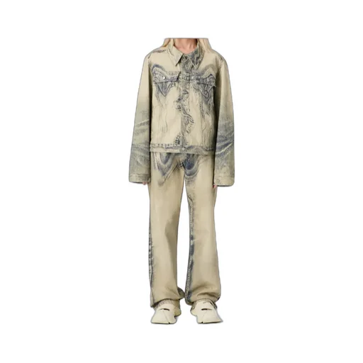 Distorted Print Jeans
