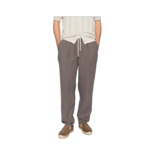 Drawstring-Fastening Pleated Trousers