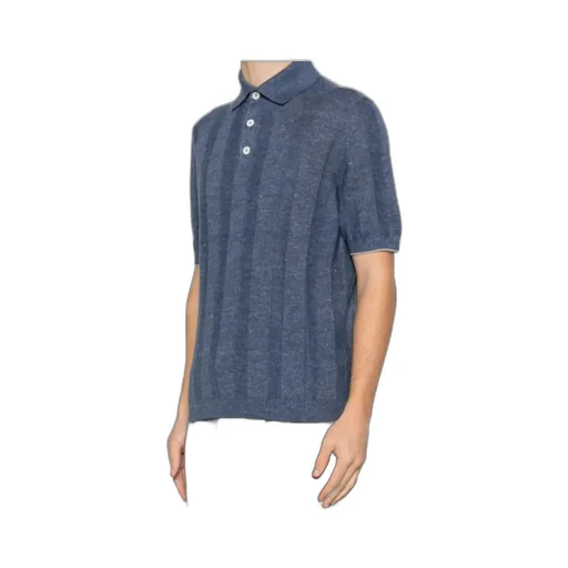 Ribbed-Knit Short-Sleeve Polo Shirt