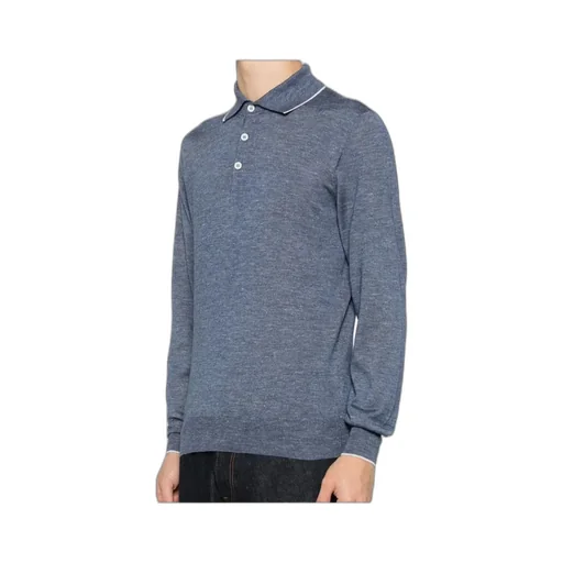 Button-Up Ribbed-Knit Polo Shirt