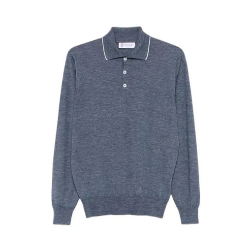 Button-Up Ribbed-Knit Polo Shirt