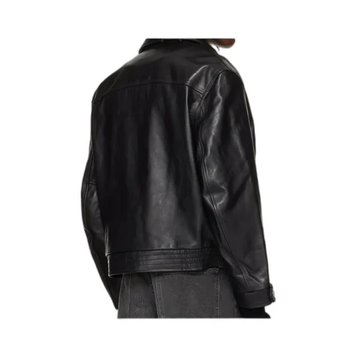 Long-Sleeved Leather Jacket