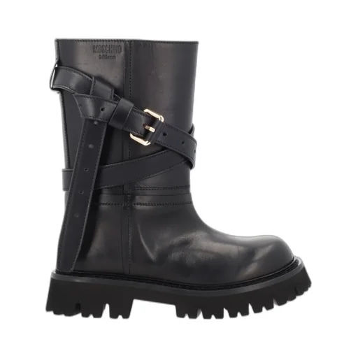 Moschino Buckle Ankle Boots
