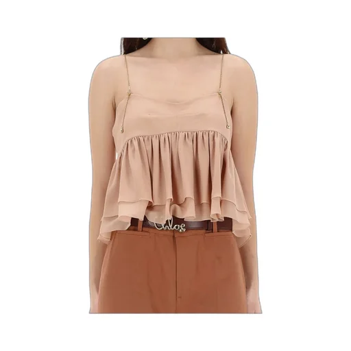 Chloé Ruffled Spaghetti Strap Top