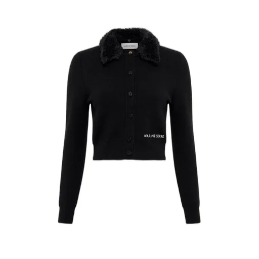 Marine Serre - Women Merino Wool Knit Cropped Cardigan