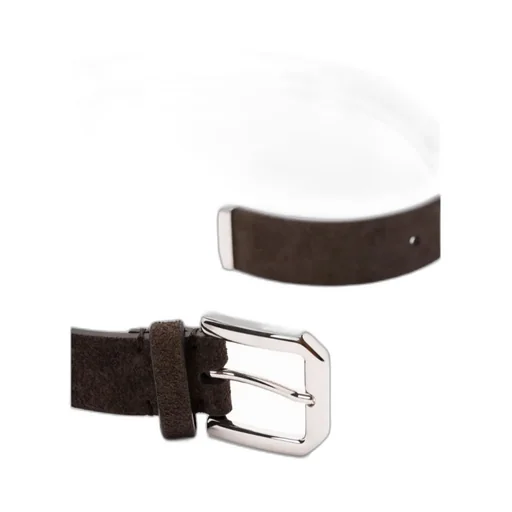 Silver-Buckle Leather Belt