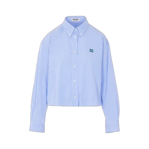 Miu Miu Logo-Embroidered Striped Shirt