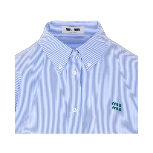 Miu Miu Logo-Embroidered Striped Shirt