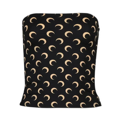 Marine Serre Crescent Moon Printed Strapless Top