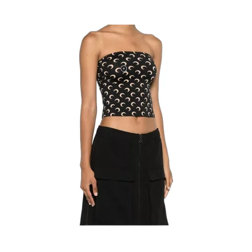 Marine Serre Crescent Moon Printed Strapless Top