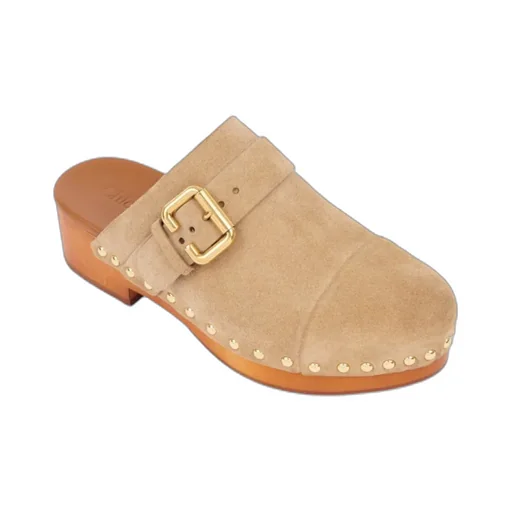 Chlo Jeannette Buckle Detailed Studded Clogs