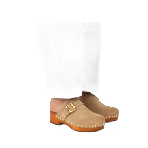 Chlo Jeannette Buckle Detailed Studded Clogs