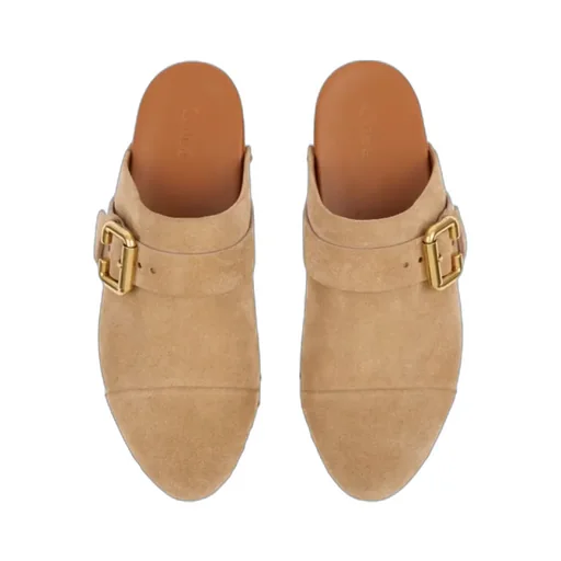 Chlo Jeannette Buckle Detailed Studded Clogs