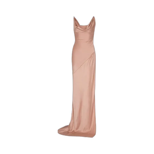 Draped Satin Slit Dress