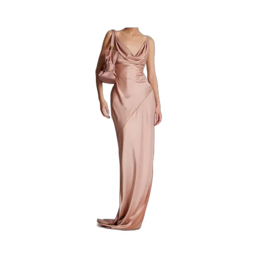 Draped Satin Slit Dress