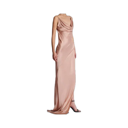 Draped Satin Slit Dress