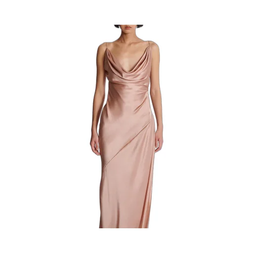 Draped Satin Slit Dress