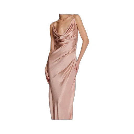 Draped Satin Slit Dress