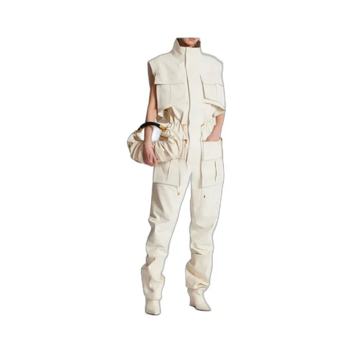 Sleeveless Lambskin Jumpsuit