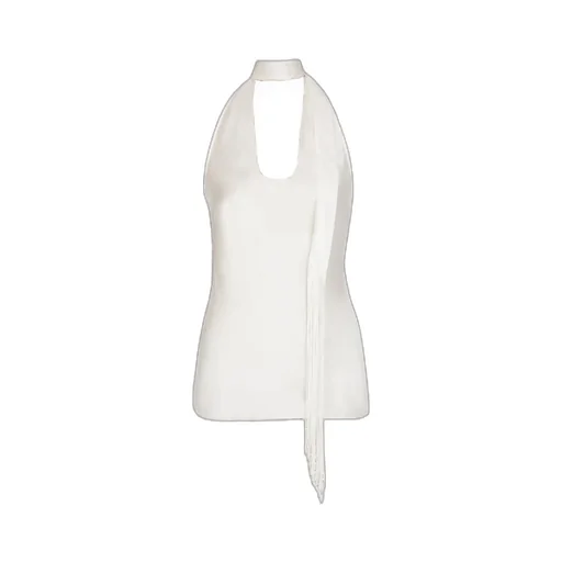 Backless Fringed Satin Top