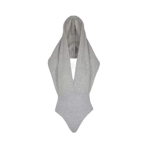 Draped Bodysuit With Hood