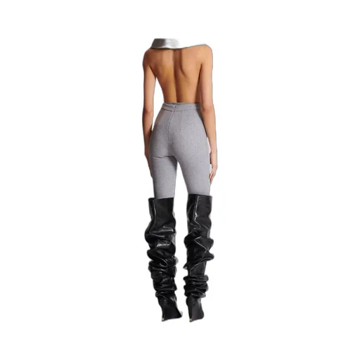 Draped Bodysuit With Hood
