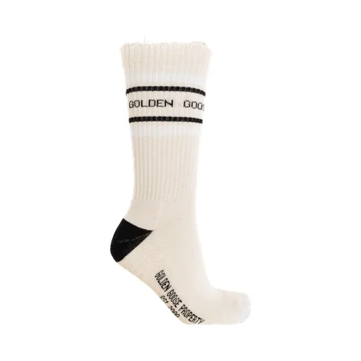 Golden Goose Deluxe Brand Logo Jacquard Ribbed Distressed Socks