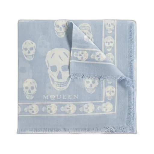 Alexander Mcqueen Skull Printed Fringed Edge Scarf