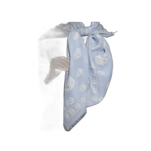Alexander Mcqueen Skull Printed Fringed Edge Scarf