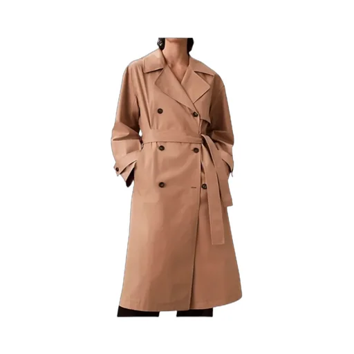 Classic Cotton Blend Long Trench Coat