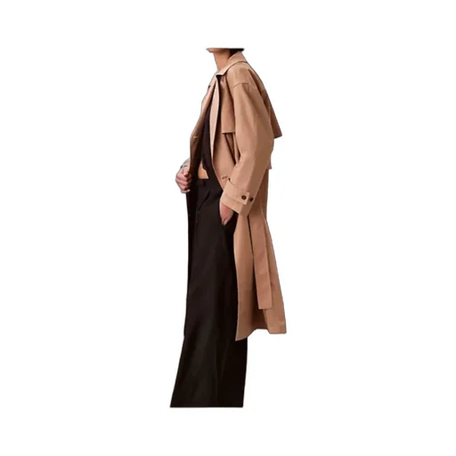Classic Cotton Blend Long Trench Coat