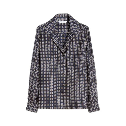 Semi-Fitted Printed Silk Shirt - Ultramarine
