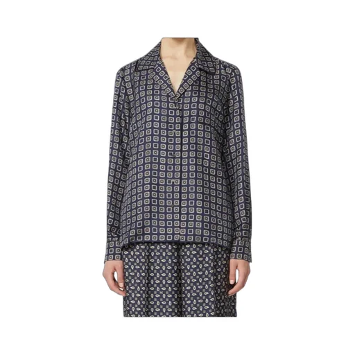 Semi-Fitted Printed Silk Shirt - Ultramarine