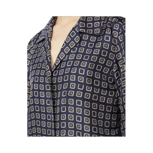 Semi-Fitted Printed Silk Shirt - Ultramarine
