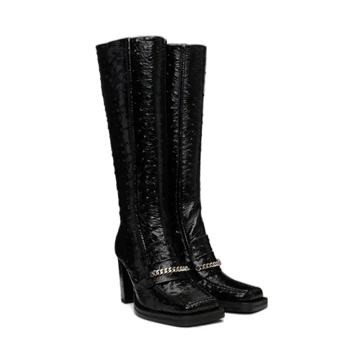 Square-Toe High-Heeled Boots