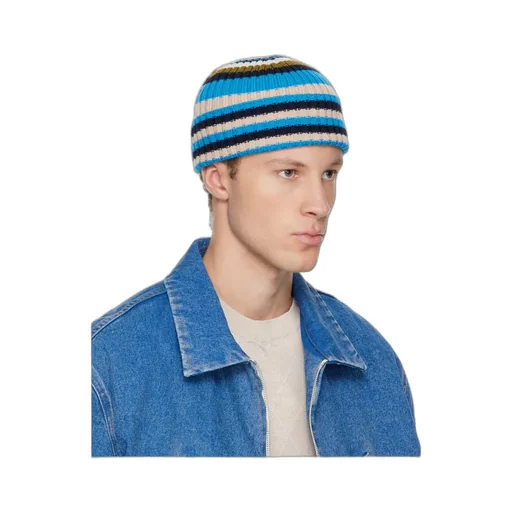 Marni Logo Embroidered Striped Ribbed Beanie