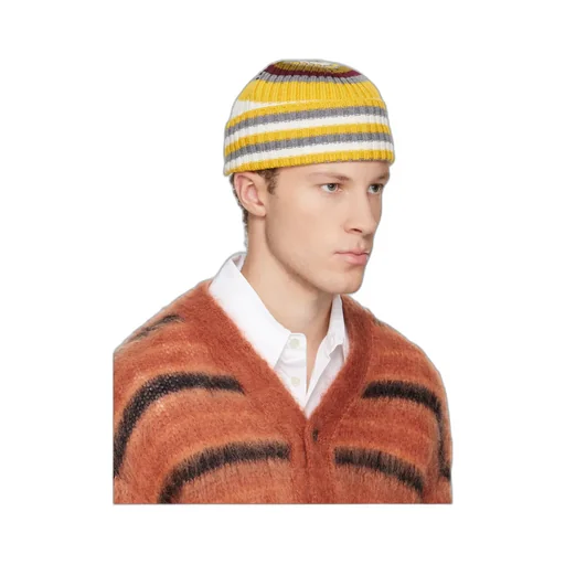 Striped Ribbed Knit Hat