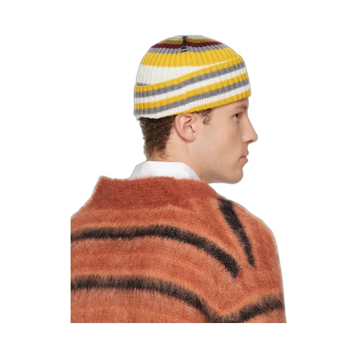 Striped Ribbed Knit Hat